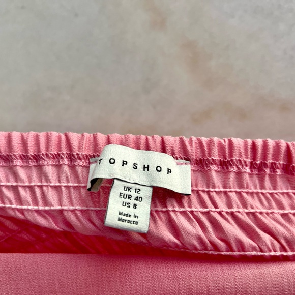TOPSHOP Off the Shoulder Pink Long Sleeve Ruched Blouse Flirty Girly Top Blouse - Picture 5 of 12